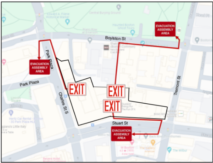 Map showing evacuation points of State Transportation Building