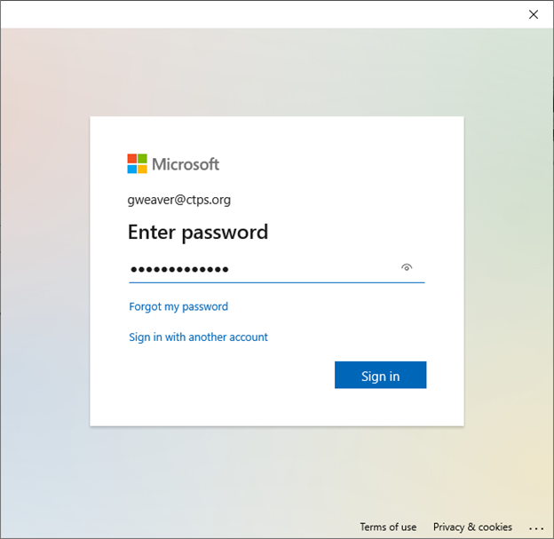 Enter your password screen