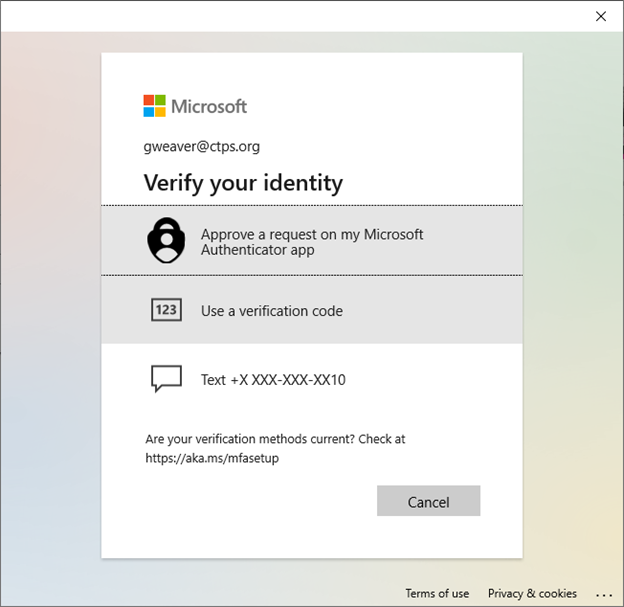 Verify identity window
