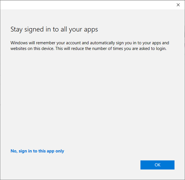 Stay signed in to all your apps window