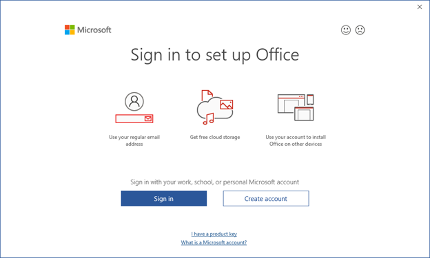 Microsoft sign-in screen