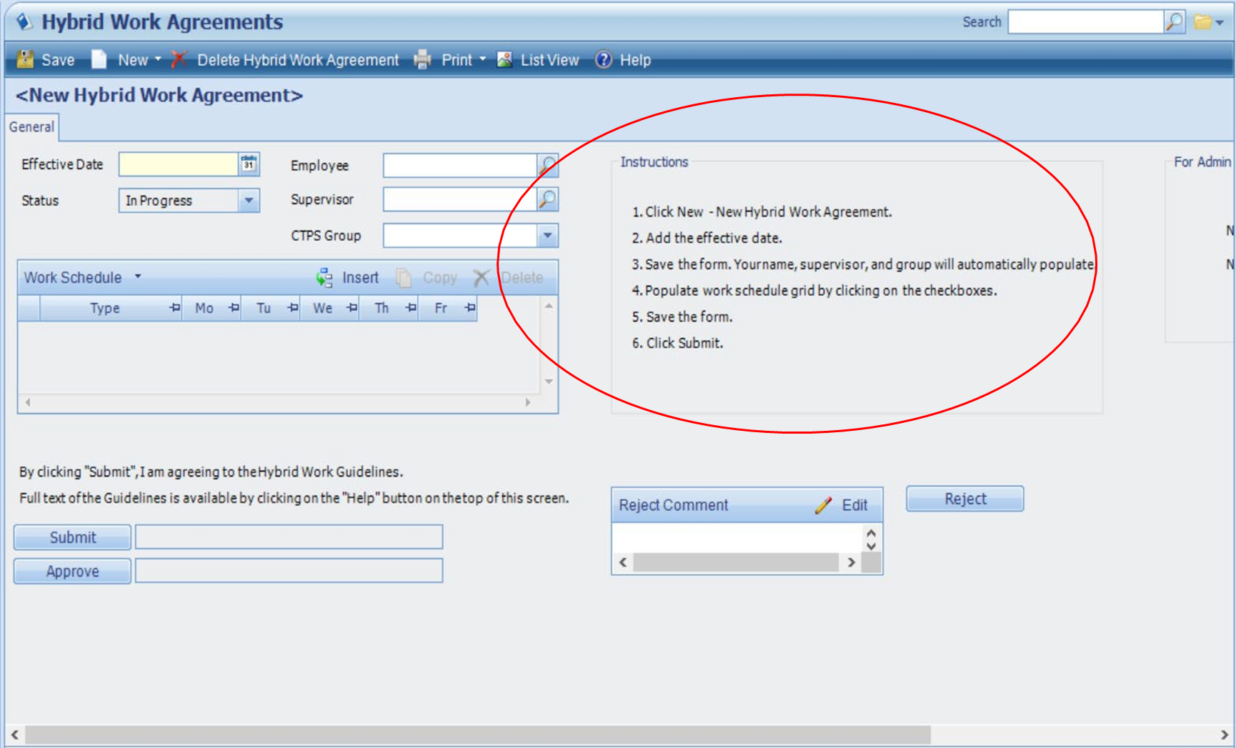 Screenshot showing instruction on New Hybrid Agreements.